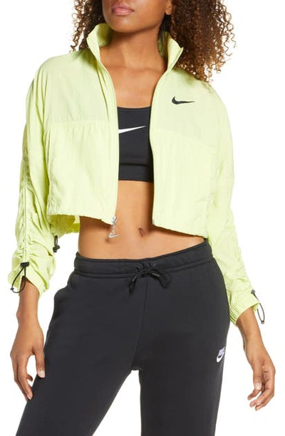Nike Sportswear Swoosh Crop Jacket In Limelight/ Black