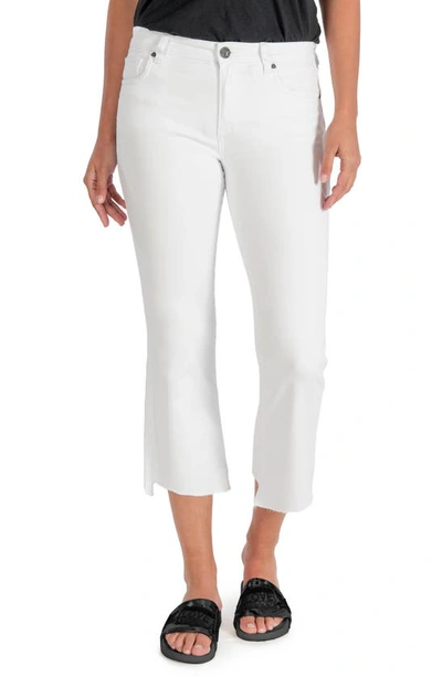 Kut From The Kloth Kelsey High Waist Raw Hem Ankle Flare Jeans In Optic White