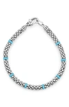 Lagos Sterling Silver Caviar Blue Ceramic Beaded Bracelet In Silver/ Turquoise