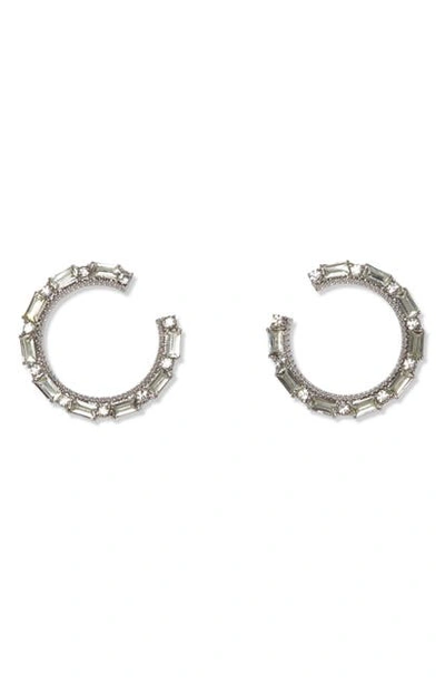 Vince Camuto Crystal Wraparound Earrings In Rhodium/crystal