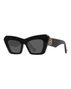 Loewe Anagram-logo Cat-eye Acetate Sunglasses In Black