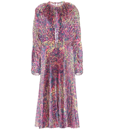 Vetements Pleated Fluorescent Leopard Print Dress In Multicolor