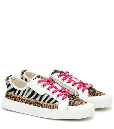 Jimmy Choo Impala Leather And Animal-print Calf Hair Trainers In Multicolour