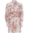 ZIMMERMANN WAVELENGTH FLORAL LINEN MINIDRESS,P00457660