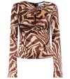 GANNI TIGER-PRINT STRETCH-SILK BLOUSE,P00458281