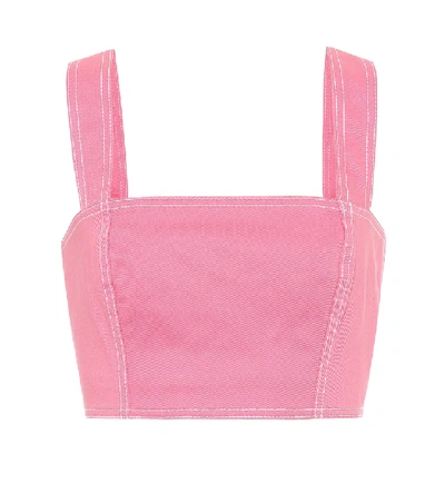 Balmain Stretch-cotton Crop Top In Pink