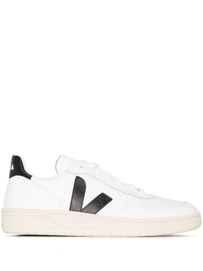 Veja V-10 Leather Sneakers In White