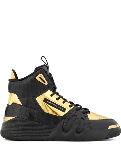 Giuseppe Zanotti Men's Talon Metallic & Croc-embossed Leather Sneakers In Multicolor