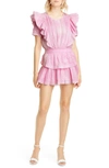 Loveshackfancy Natasha Ruffle Lace-trim Mini Dress In Peony Pink