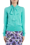 DOLCE & GABBANA TIE NECK SILK CARDIGAN,FX705TJASIP