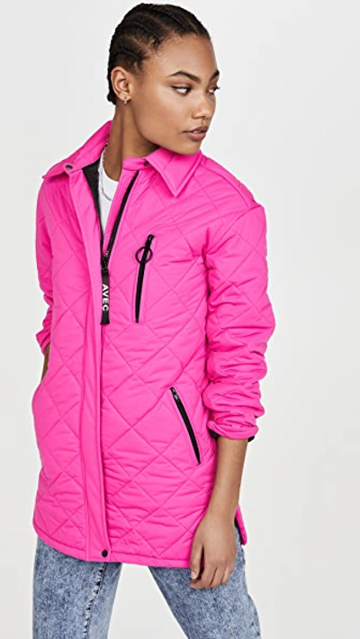 Avec Les Filles Diamond Quilted Jacket In Neon Hot Pink