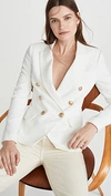 L Agence Kenzie Double-breasted Leather Blazer In White