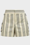 MONSE Fringed Striped Cotton-Blend Shorts,840628
