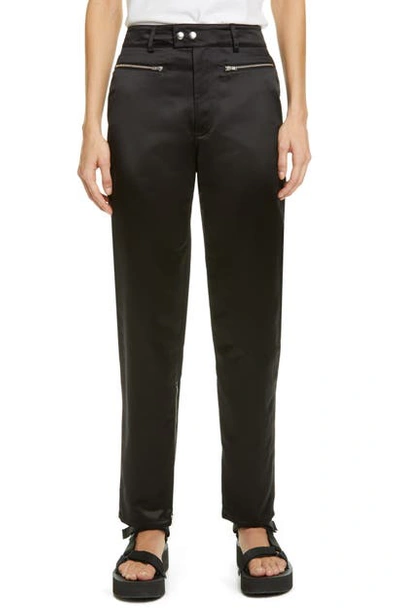 Kwaidan Editions Zip-detailed Satin Tapered Pants In Black