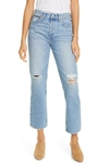 TRAVE RILEY '90S RIPPED HIGH WAIST ANKLE STRAIGHT LEG JEANS,085-003-011