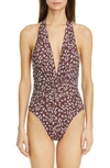 GANNI RECYCLED FABRIC ONE-PIECE SWIMSUIT,A2397