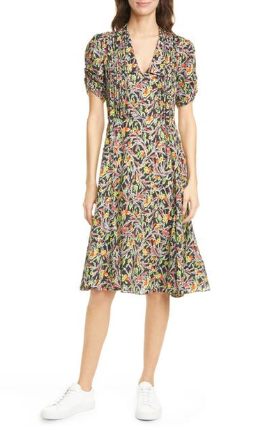 Polo Ralph Lauren Grace Floral Short Sleeve Silk Blend Midi Dress In Multicolor Floral