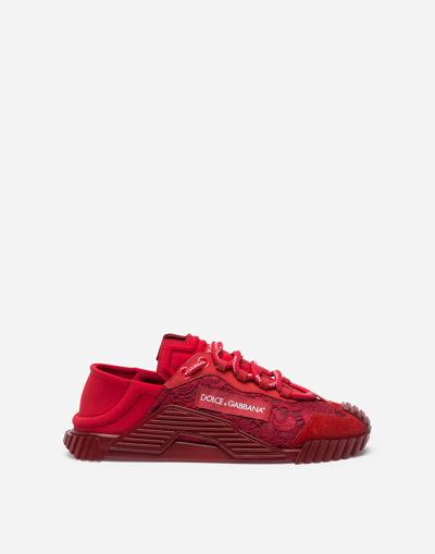 Dolce & Gabbana Ns1 Slip On Sneakers In Mixed Materials In Red