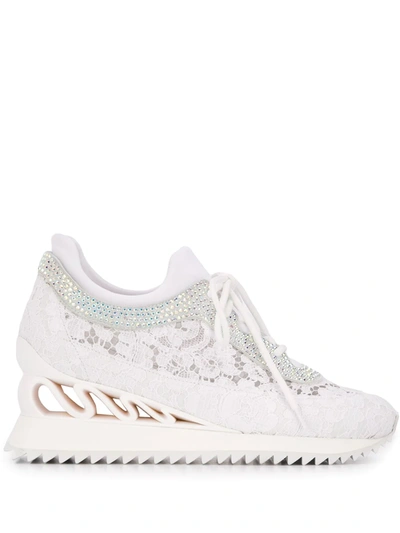LE SILLA EMBELLISHED LACE DETAIL SNEAKERS