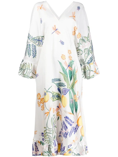 La Doublej Tangie Floral-print Silk Midi Dress