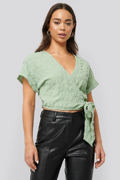 Na-kd Structured Overlap Blouse - Green In Mint