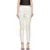 Saint Laurent White Silk Striped Satin Trousers In 9601 White