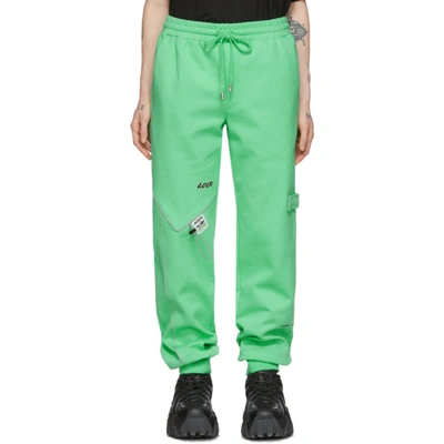 Ader Error Green Piping Incision Lounge Trousers In Negr Neongr