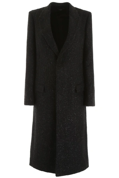 Amiri Boucle' Coat In Black,metallic