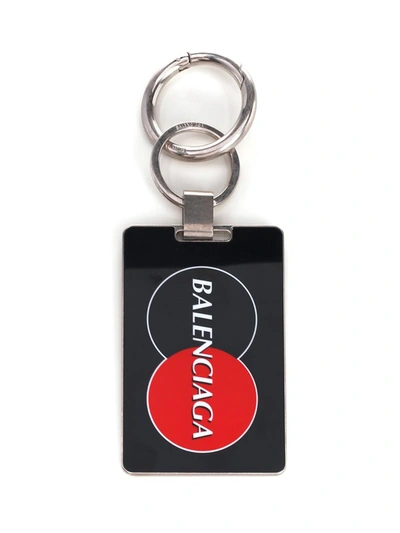 Balenciaga Uniform Logo Keyring In Black