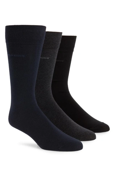 Hugo Boss Unicolor Logo Socks - Pack Of 3 In Black Multi