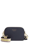 Ted Baker Amerrah Branded Strap Leather Crossbody Bag In Navy