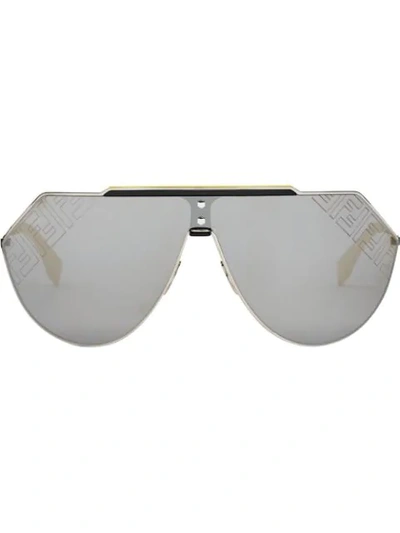 Fendi Eyeline 2.0 Shield Sunglasses In Yellow