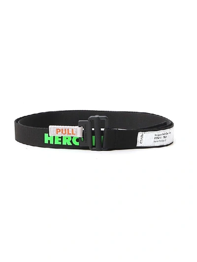Heron Preston 30mm Logo Tech Webbing Belt In Black,green