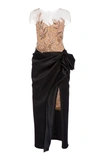 MARCHESA EMBROIDERED SATIN-TULLE DRESS,781769