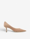 JIMMY CHOO JIMMY CHOO WOMEN'S BALLET PINK LOVE 65 LOGO-EMBELLISHED SUEDE COURTS,63014274