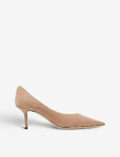 Jimmy Choo Womens Ballet Pink Love 65 Logo-embellished Suede Courts 2.5