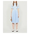 CLAUDIE PIERLOT BRODERIE ANGLAISE PLEATED COTTON MIDI DRESS,R00058796