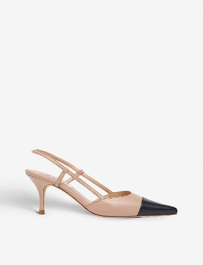 Lk Bennett Hally Colour-blocked Leather Courts In Bei-trench/black