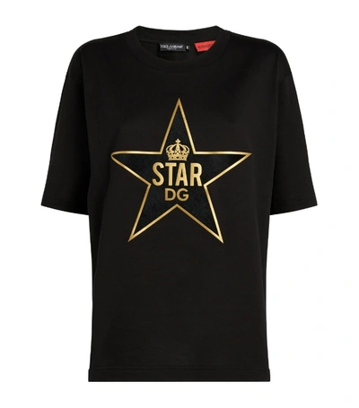 Dolce & Gabbana Millennials Star Print Jersey T-shirt In Black