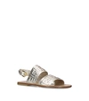 FENDI KIDS METALLIC LEATHER MONOGRAM SANDALS,15208148