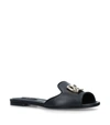 DOLCE & GABBANA LEATHER LOGO SLIDES,15125408