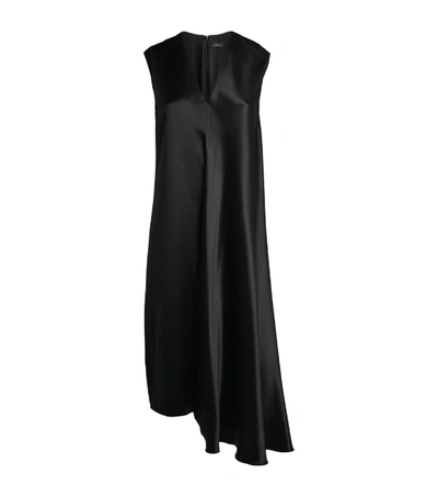 Joseph Carrol Silk-satin Midi Dress In Black