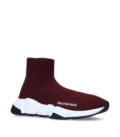 Balenciaga Speed Woven Mid-top Trainers In Bordeaux