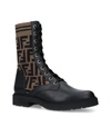 FENDI LEATHER LOGO BIKER BOOTS,14859382