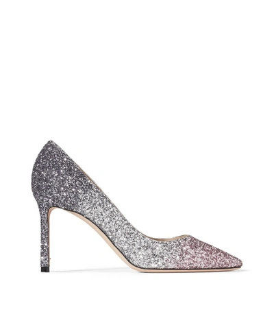 Jimmy Choo Silver Pink And Romy 85 Glitter Pumps