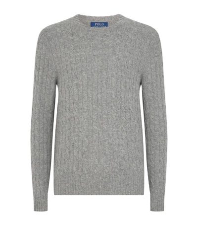 Ralph Lauren Cashmere Cable Knit Jumper In Grey