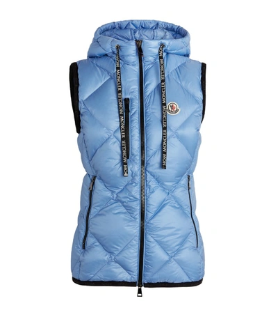 Moncler Sucrex Hooded Quilted Shell Down Vest In Blue