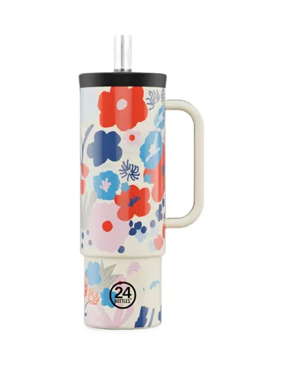 24bottles Domenica Floral-print Straw Cup In Multi