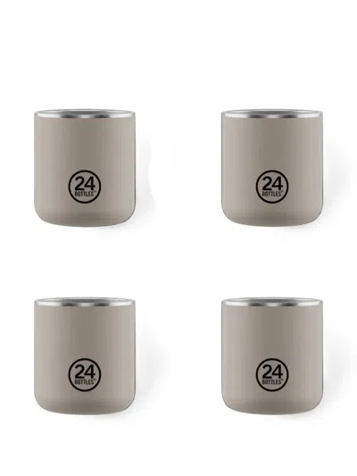 24bottles Linen Logo-print Cup (set Of Four) In Gray