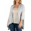 24seven Comfort Apparel 24/7 Comfort Apparel 3/4 Length Sleeve Open Cardigan In Gray